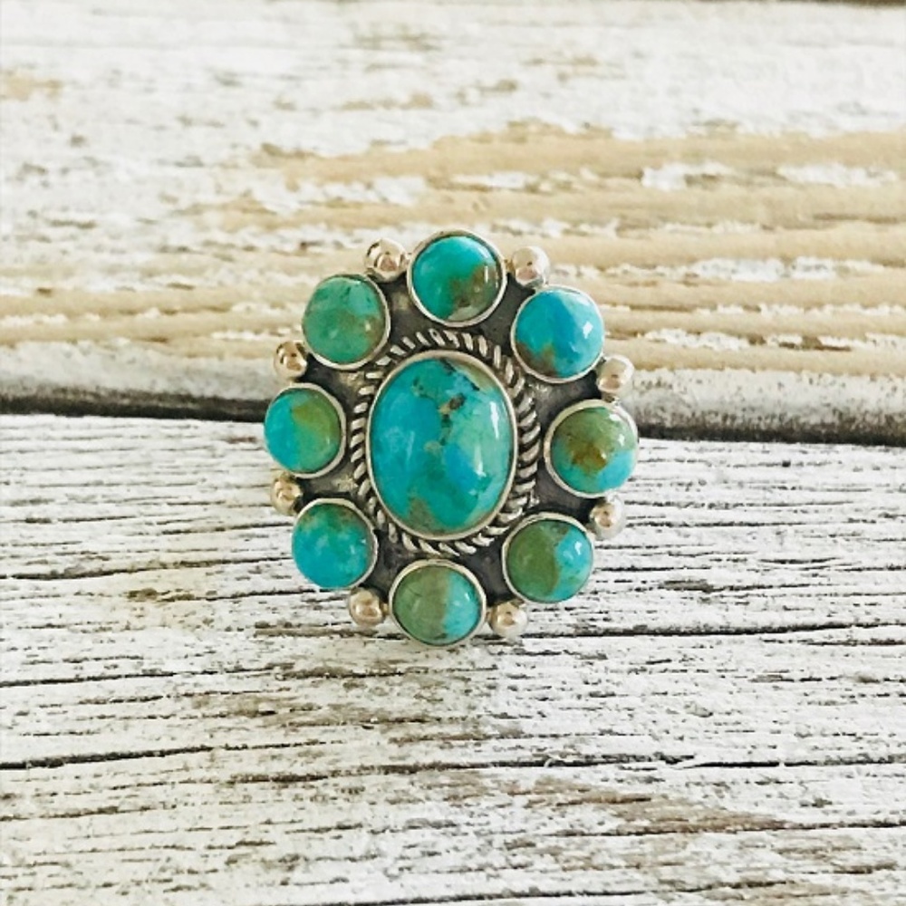 Boho Sterling Silver Reconstituted Turquoise Ring
